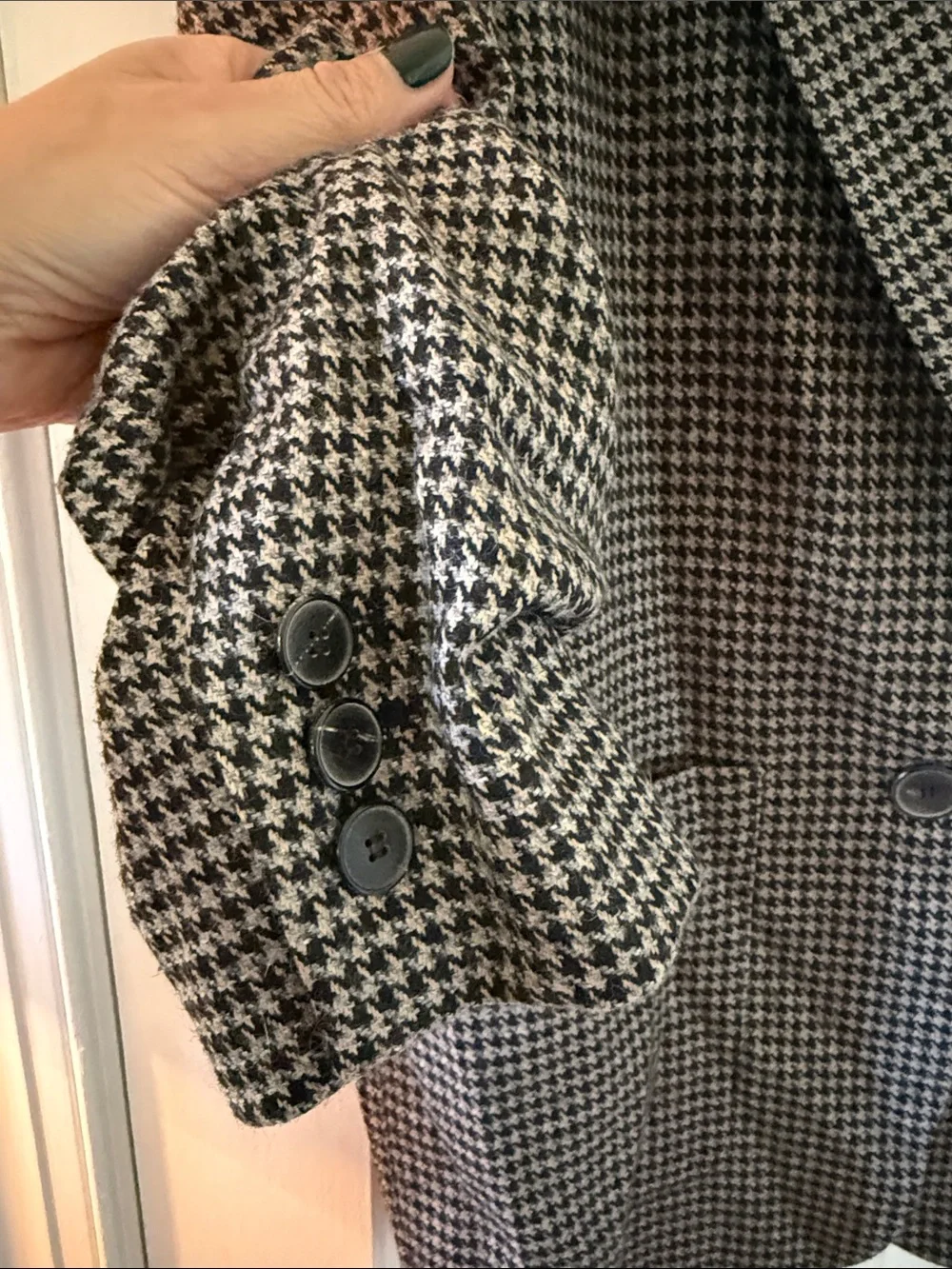 Zara Black & White Houndstooth oversized Coat